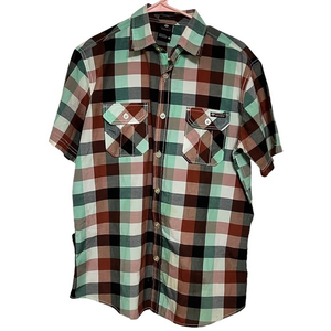 Gently Used Mens Short Sleeve Enyce Plaid Button Up Shirt‎ L